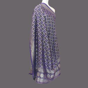 Purple Silver Silk Dupatta | Exquisite Style